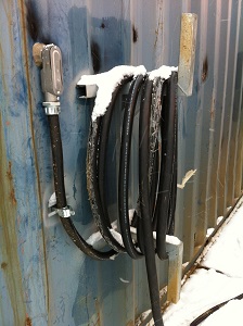 shipping container power cable + welded bracket